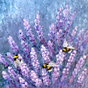 Bumblebees - Lavender love - Square Print