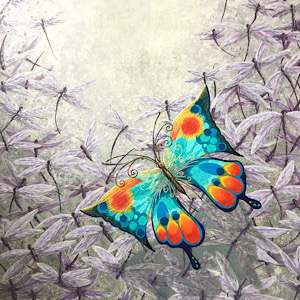 Butterfly and Dragonflies - Emerging - Square Print